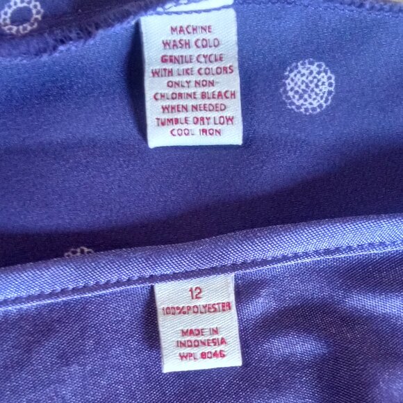 Pretty Royal Purple w/ White Pokdots Blouse & Solid Tank Size 12 - Picture 7 of 7